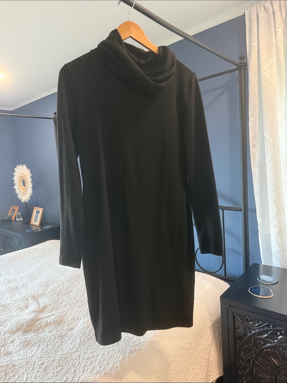 Black Cowl Neck Long Sleeve Dress